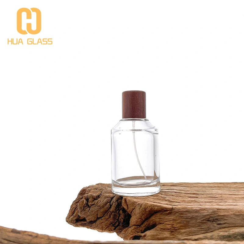 Botella de perfume cilíndrica 50ml Botella de perfume de vidrio de 100ml  