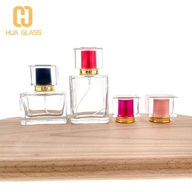 perfume bottle 30ml 50ml square perfume glass bottle with cap