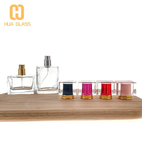 perfume bottle 30ml 50ml square perfume glass bottle with cap
