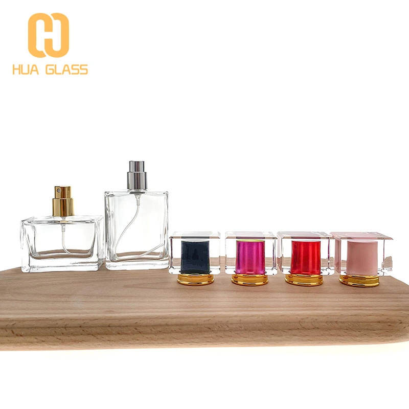 perfume bottle 30ml 50ml square perfume glass bottle with cap