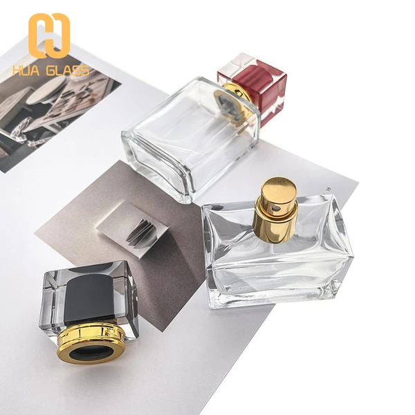 perfume bottle 30ml 50ml square perfume glass bottle with cap