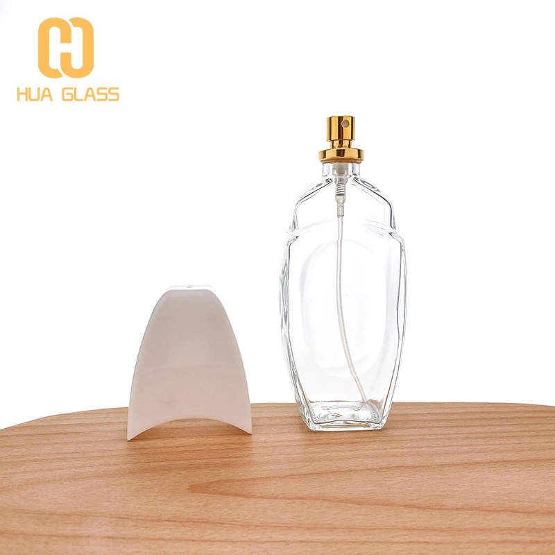 bouteille de cologne verre vide 100ml flacon de parfum avec bouchon blanc  