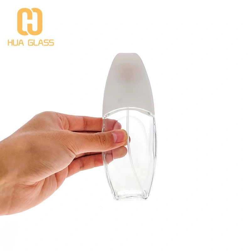 bouteille de cologne verre vide 100ml flacon de parfum avec bouchon blanc  