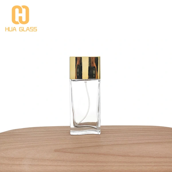 Botellas de perfume de 50ml botella vacía de perfume con tapa dorada