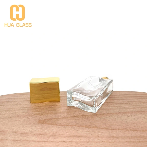 Botellas de perfume de 50ml botella vacía de perfume con tapa dorada