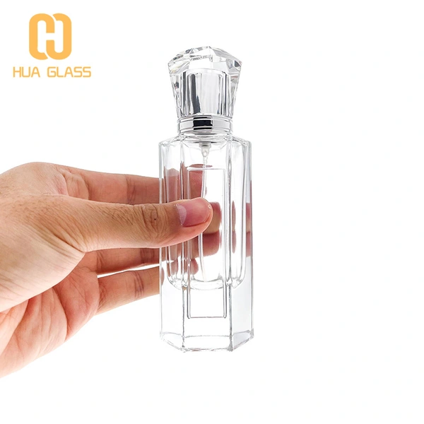 Botella de perfume de vidrio personalizada con forma de octágono para hombres y mujeres de 50ml y 100ml