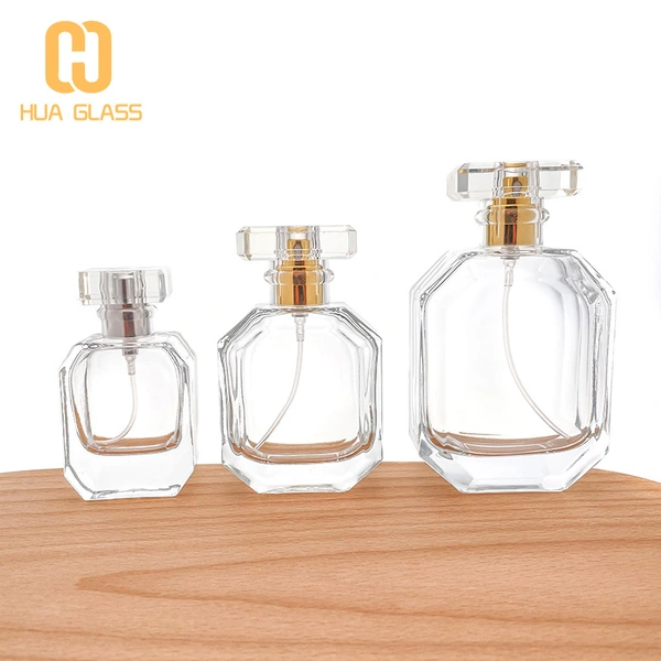 empty hexagon shape 30ml 50ml 100ml clear glass perfume bottle