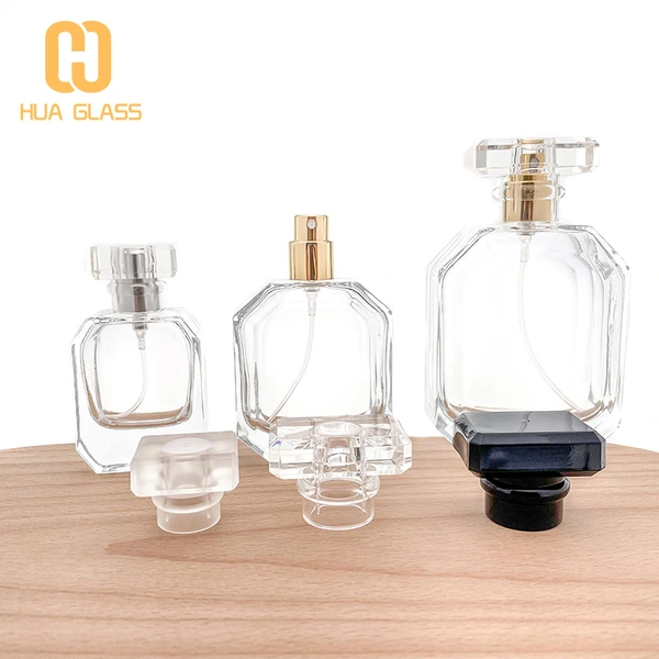 empty hexagon shape 30ml 50ml 100ml clear glass perfume bottle