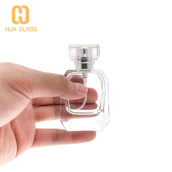 empty hexagon shape 30ml 50ml 100ml clear glass perfume bottle