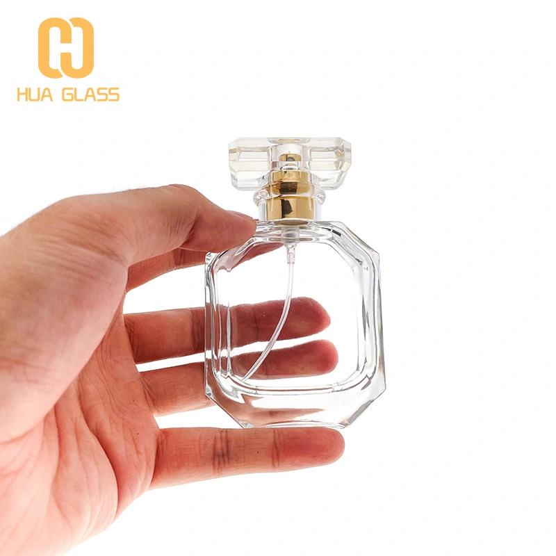 empty hexagon shape 30ml 50ml 100ml clear glass perfume bottle