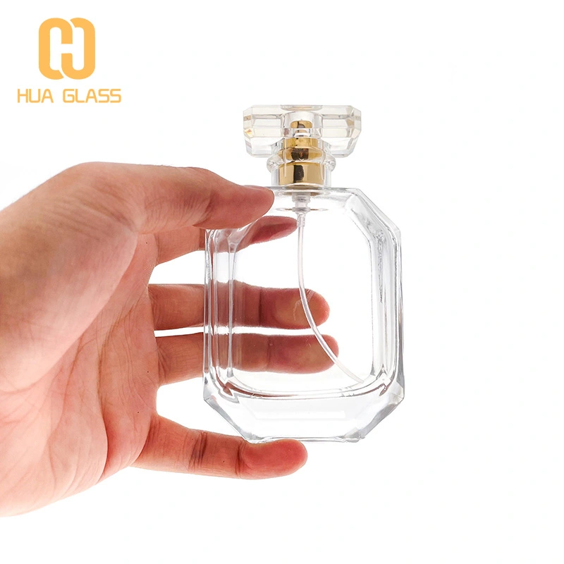 empty hexagon shape 30ml 50ml 100ml clear glass perfume bottle