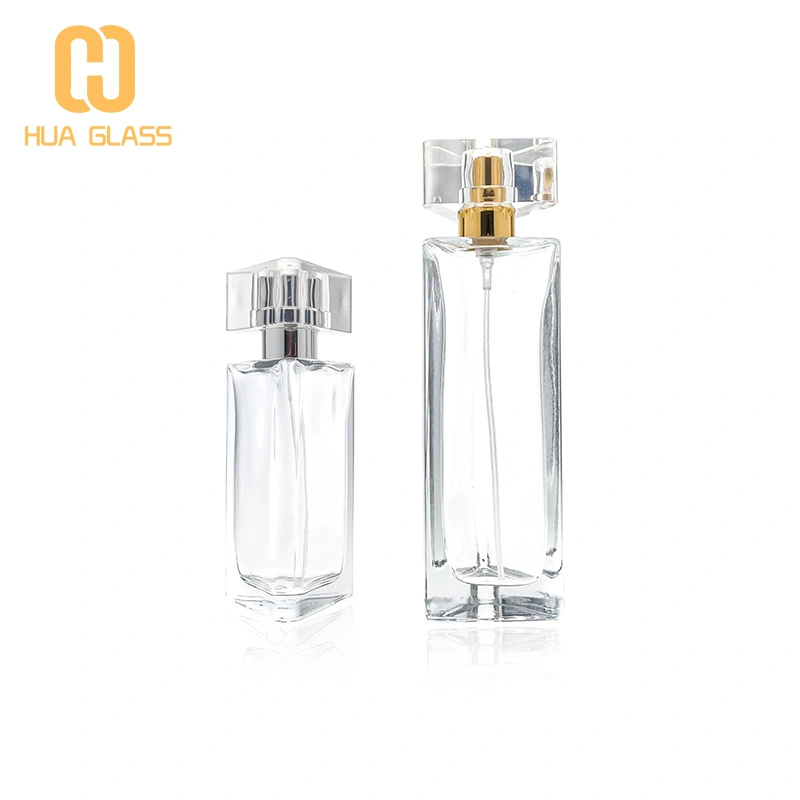 شكل مثلث 30 مل 50 مل زجاجة رذاذ عطر زجاجي شفاف