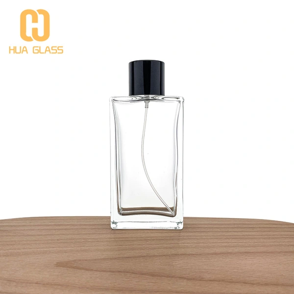 Botella de spray de perfume de vidrio cuadrado rectangular de 100 ml al por mayor dubai