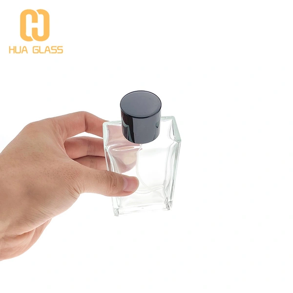 Botella de spray de perfume de vidrio cuadrado rectangular de 100 ml al por mayor dubai