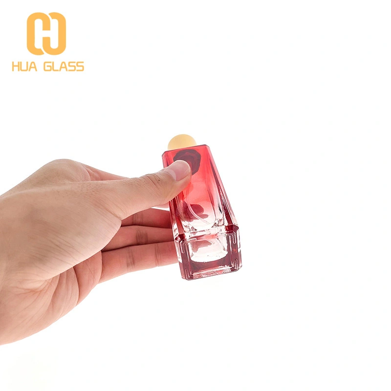 botella de perfume de vidrio con forma de rectángulo de 50 ml de color azul rosa rojo nuevo