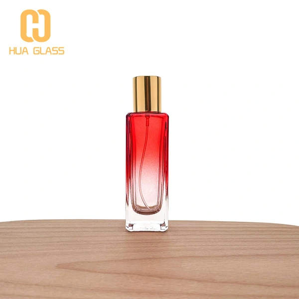 botella de perfume de vidrio con forma de rectángulo de 50 ml de color azul rosa rojo nuevo