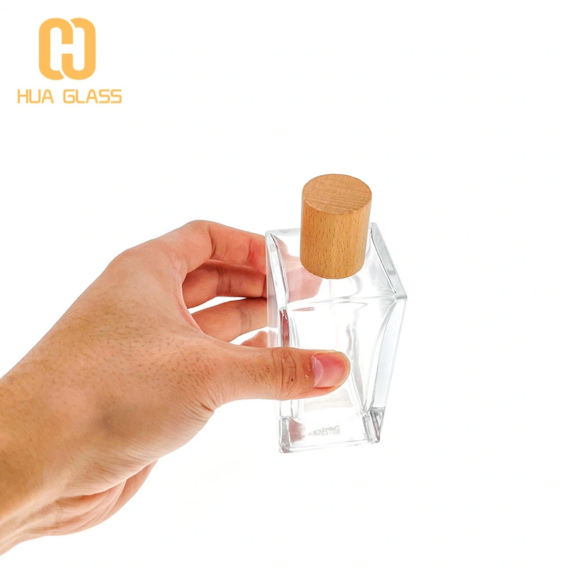30 مل 50 مل 100 مل زجاجة عطر زجاجية مربعة مع غطاء خشبي