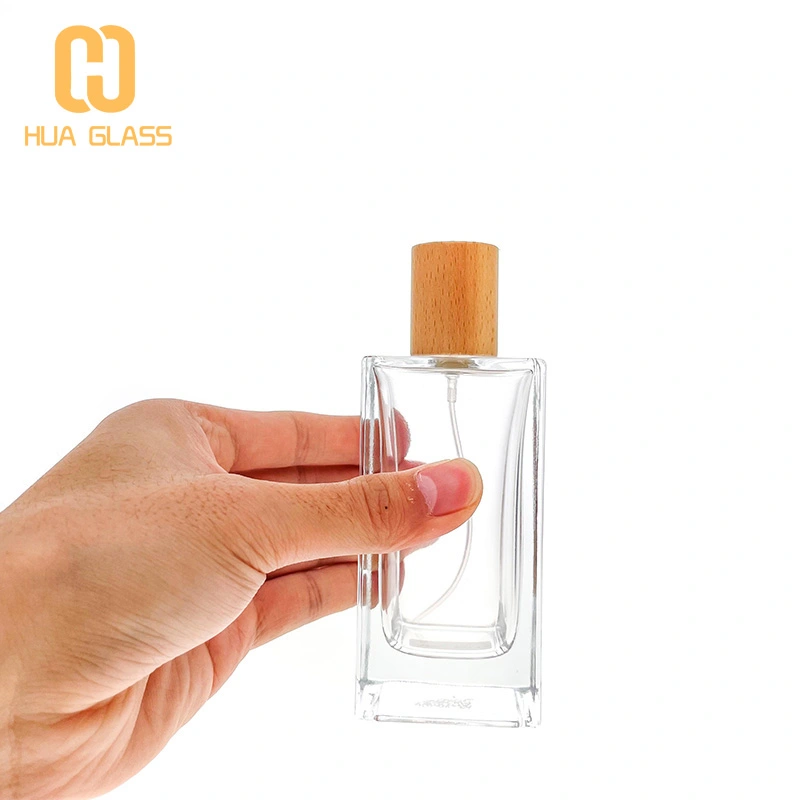 30 مل 50 مل 100 مل زجاجة عطر زجاجية مربعة مع غطاء خشبي