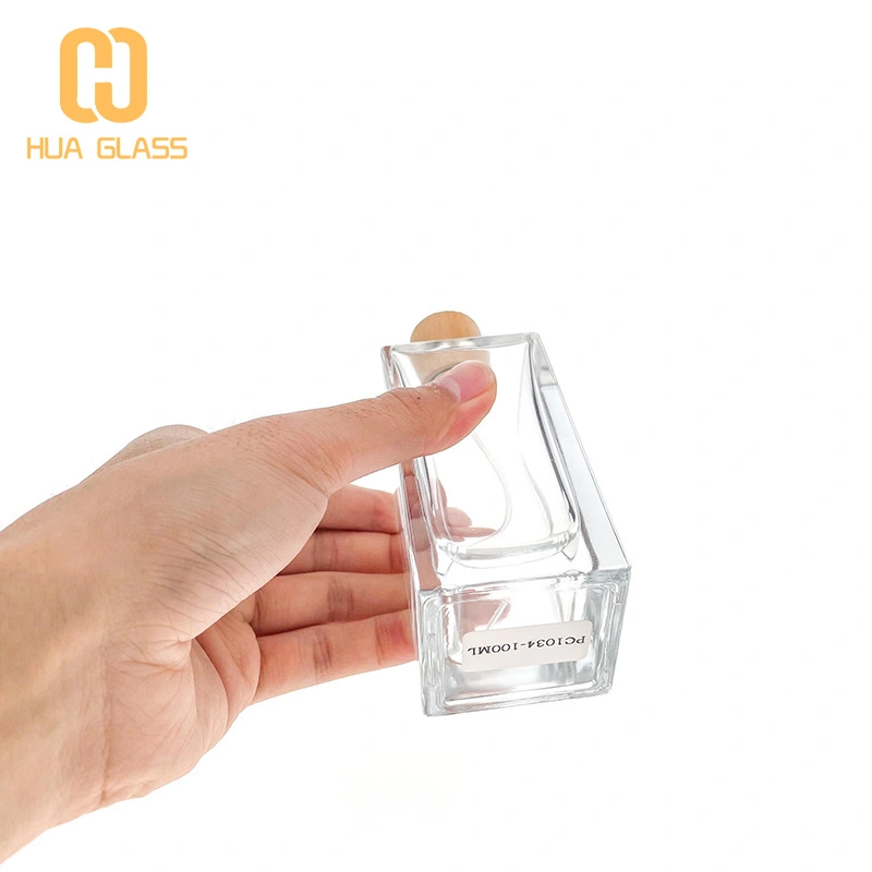 30 مل 50 مل 100 مل زجاجة عطر زجاجية مربعة مع غطاء خشبي