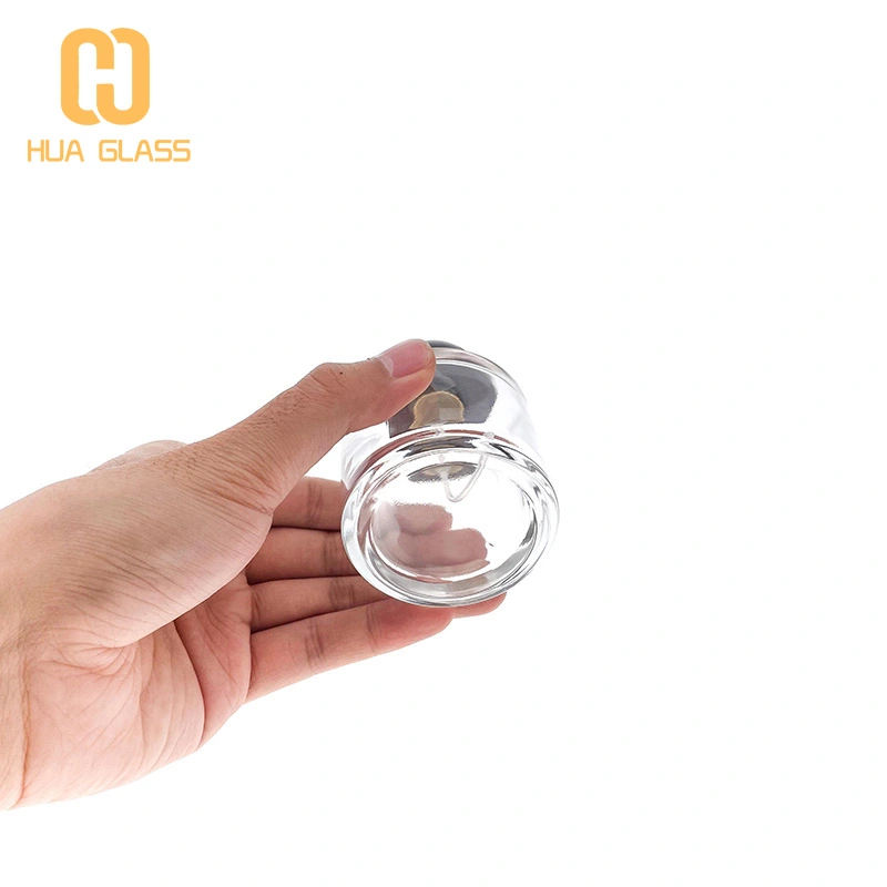 Frasco de perfume de vidrio redondo pequeño de 50 ml y 100 ml con tapa de madera  