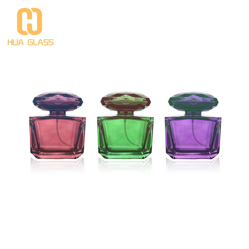 90 مل زجاجة عطر أنيقة زجاجة عطر زجاجية ملونة