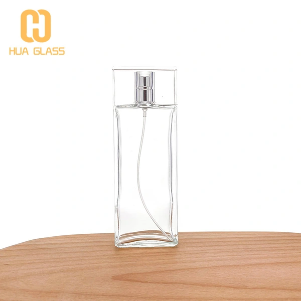Botella de perfume de vidrio de diseño de cristal transparente transparente de 100 ml