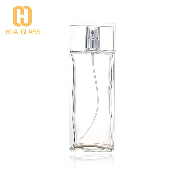 Botella de perfume de vidrio de diseño de cristal transparente transparente de 100 ml