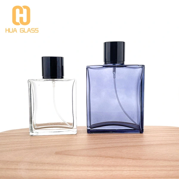 clear blue glass square 65ml 125ml Perfume Bottle