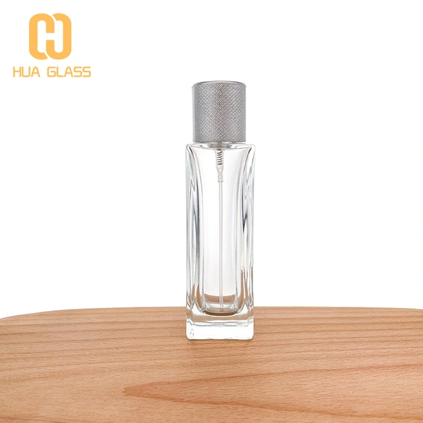 botella de perfume de forma rectangular botella de perfume de vidrio de 50 ml al por mayor  