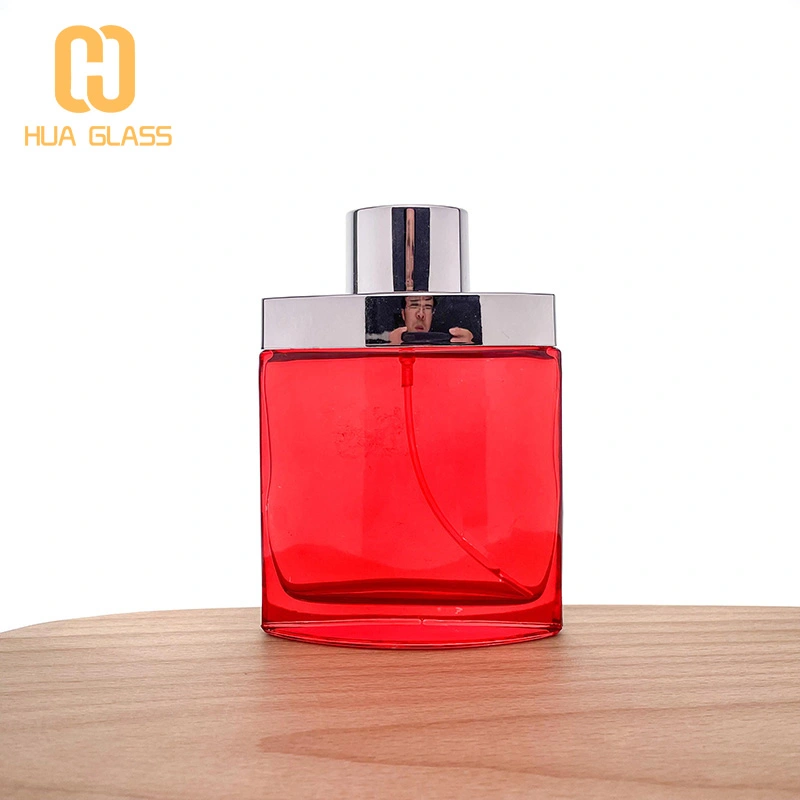 الزجاج الأحمر زجاجة عطر جديدة 100 مل زجاجات عطر زجاجية مربعة  