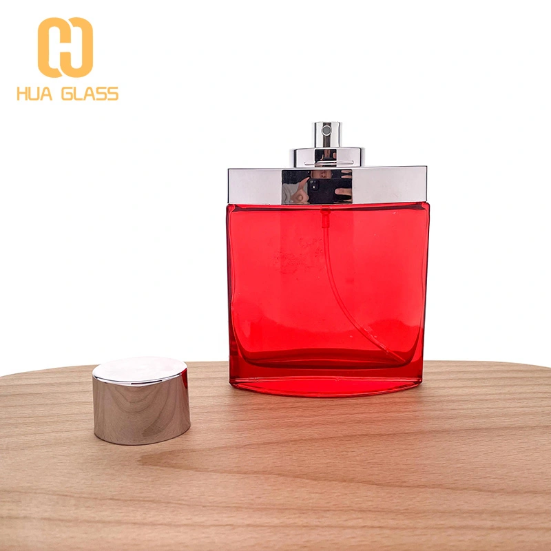 الزجاج الأحمر زجاجة عطر جديدة 100 مل زجاجات عطر زجاجية مربعة  
