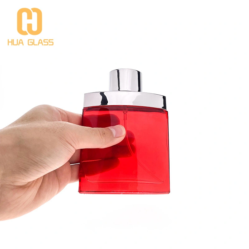 الزجاج الأحمر زجاجة عطر جديدة 100 مل زجاجات عطر زجاجية مربعة  