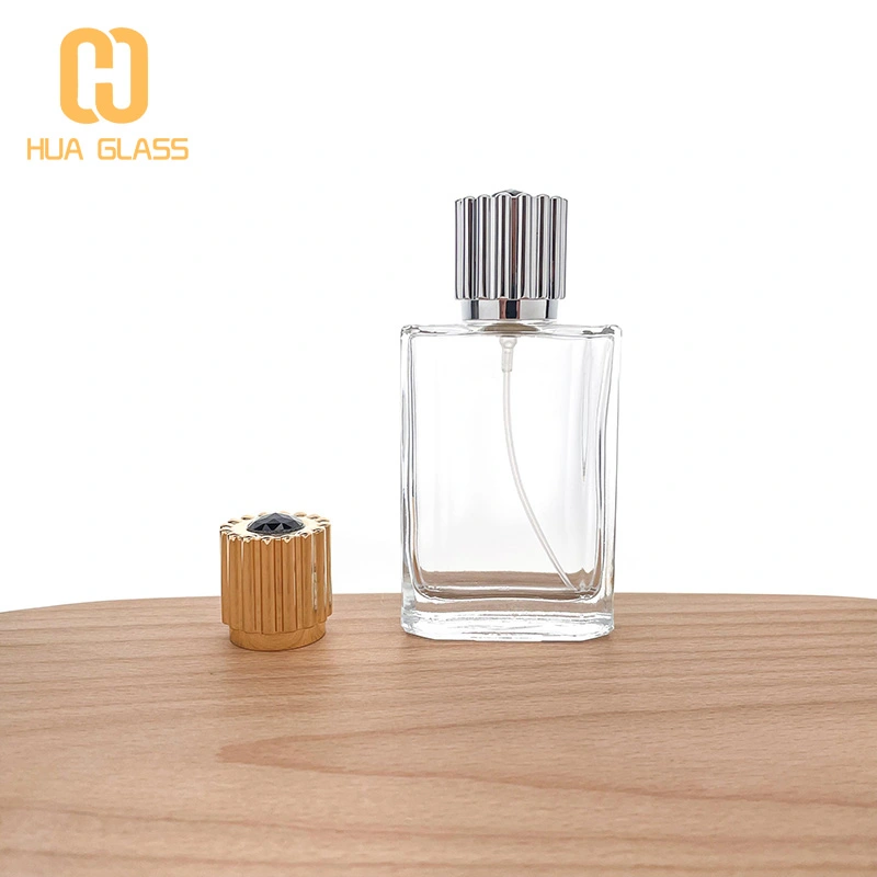 Frasco de perfume con tapa de diamante de cristal de zamak de 50 ml