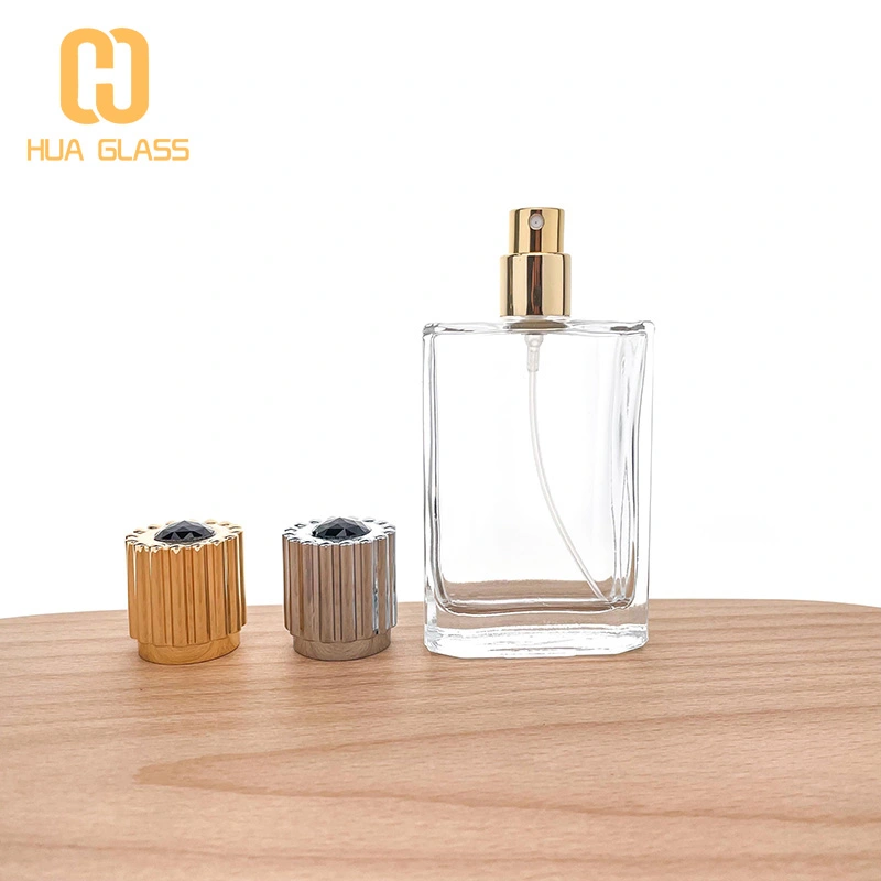 Frasco de perfume con tapa de diamante de cristal de zamak de 50 ml