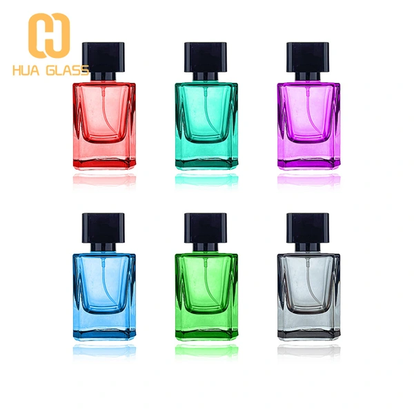 زجاجة عطر مربعة اللون مخصصة 50 مللي