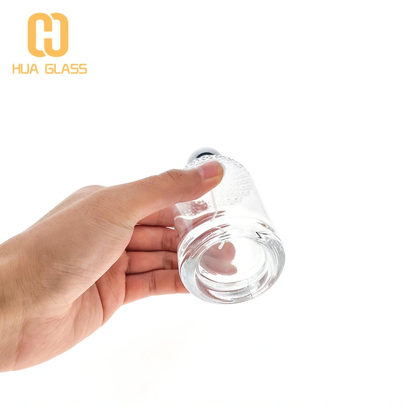 botella de perfume de lujo botella de cristal de perfume de 100 ml con tapa de zamak  