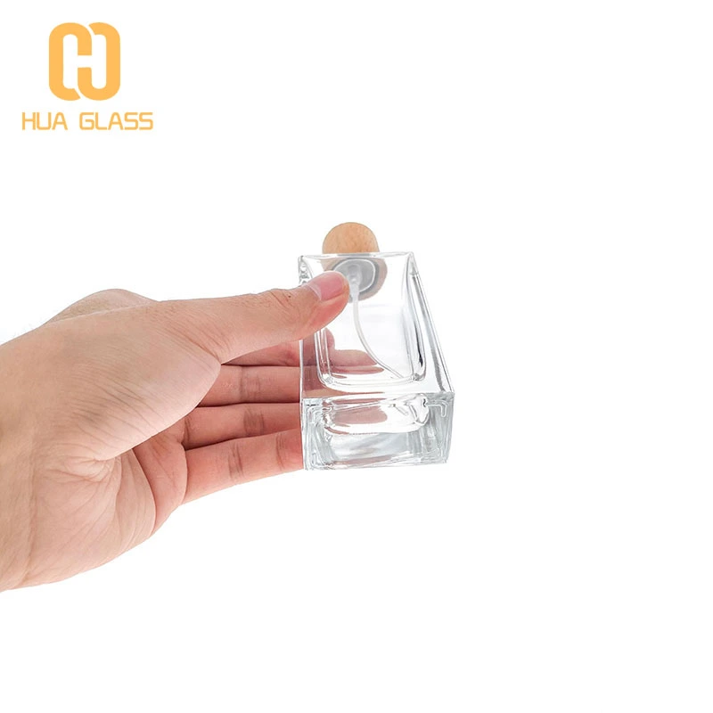 Frascos de perfume vacios 30ml 50ml 100ml rectangulares con tapa de madera  