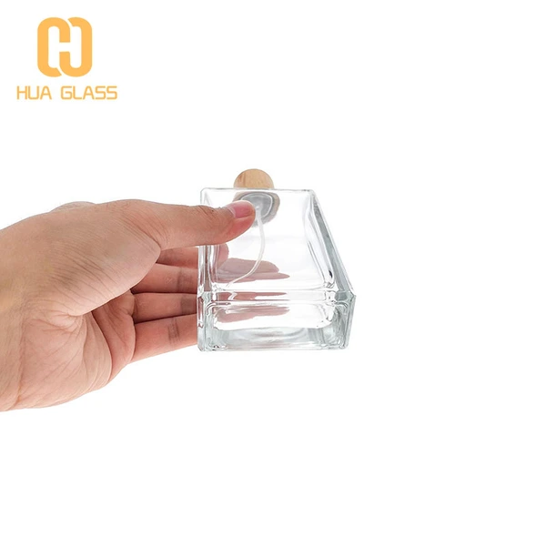 Frascos de perfume vacios 30ml 50ml 100ml rectangulares con tapa de madera