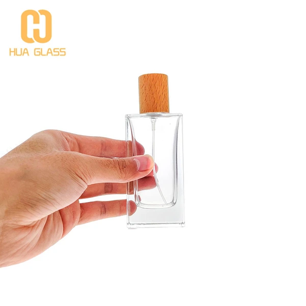 Frascos de perfume vacios 30ml 50ml 100ml rectangulares con tapa de madera