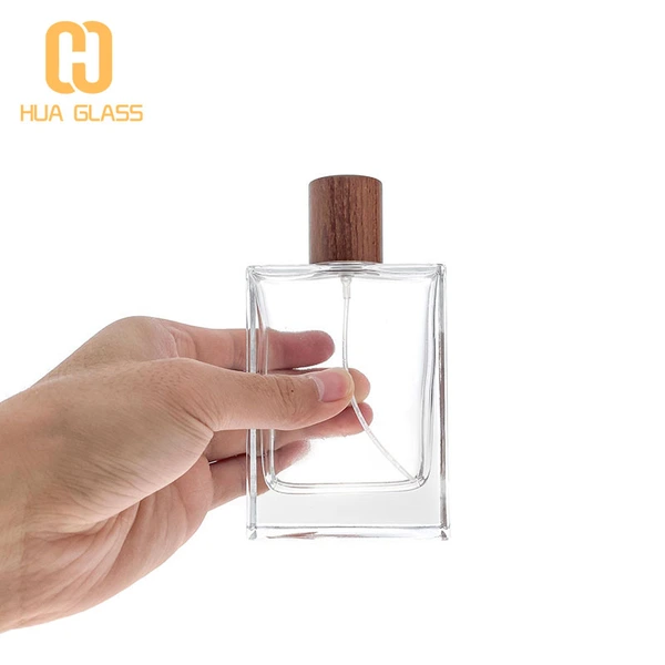 Botellas de perfume vacías cuadradas de 30 ml, 50 ml, 100 ml con tapa de madera