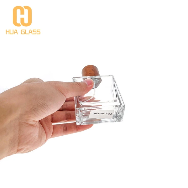 Botellas de perfume vacías cuadradas de 30 ml, 50 ml, 100 ml con tapa de madera