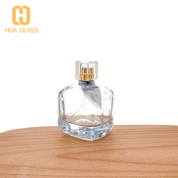 Botella de perfume cuadrada de 100 ml, botellas de perfume de vidrio vacías con bomba