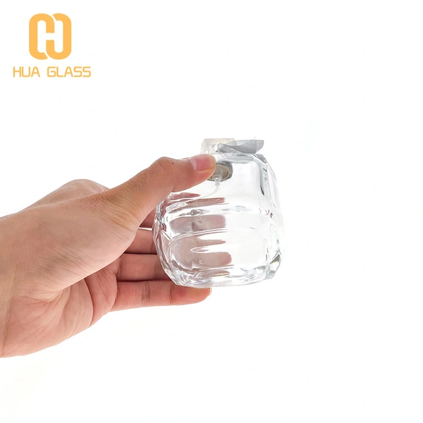 Botella de perfume cuadrada de 100 ml, botellas de perfume de vidrio vacías con bomba