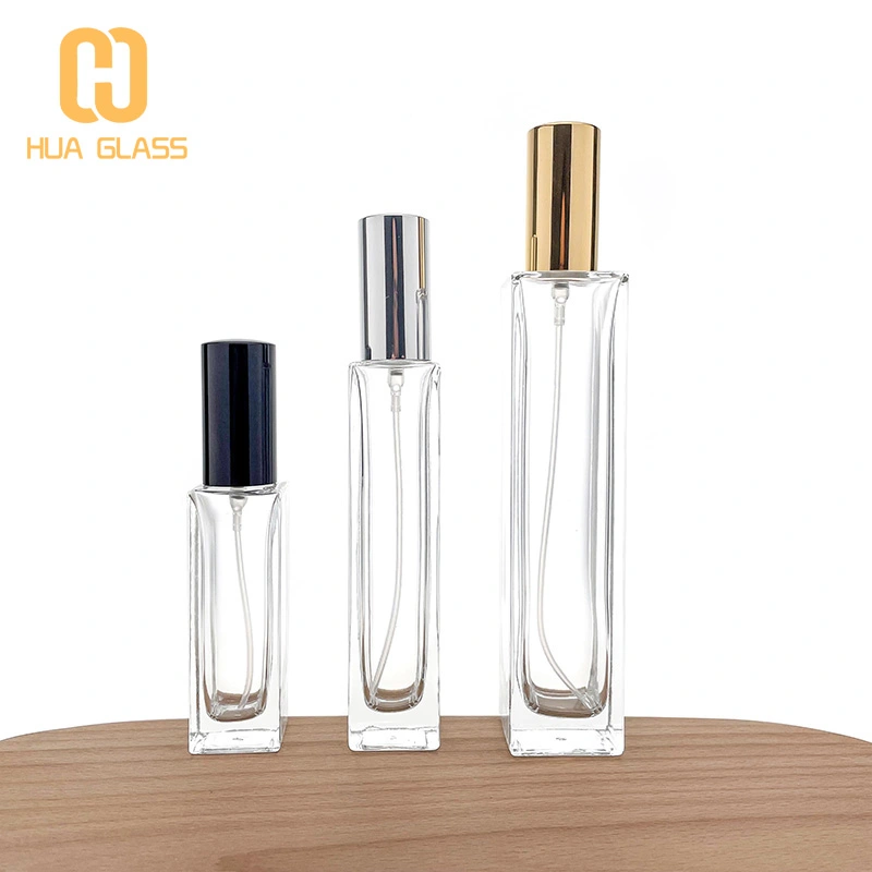 Frasco de perfume de vidrio cuadrado recargable 30ml 50ml 100ml