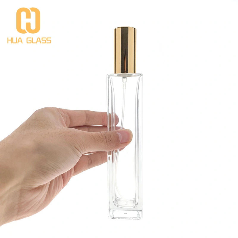 Frasco de perfume de vidrio cuadrado recargable 30ml 50ml 100ml