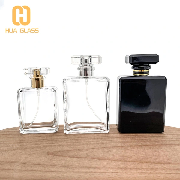 chanel transparent black glass square perfume bottle 50ml 100ml