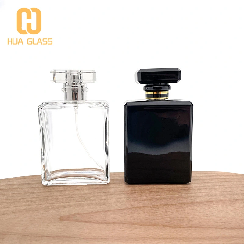 زجاجة عطر شانيل مربعة زجاجية سوداء شفافة 50 مل 100 مل