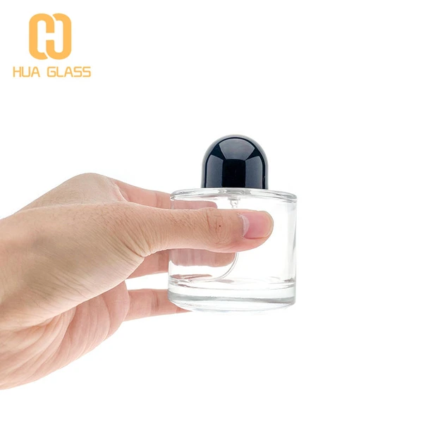 bouteille de parfum ronde 50ml 100ml bouteilles de parfum personnalisées avec bouchon noir