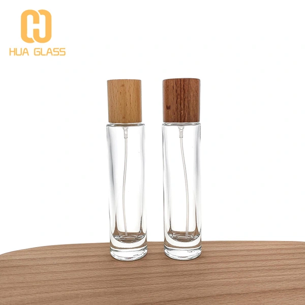 Frasco de perfume cilíndrico de 30 ml con tapa de mármol gris rosa