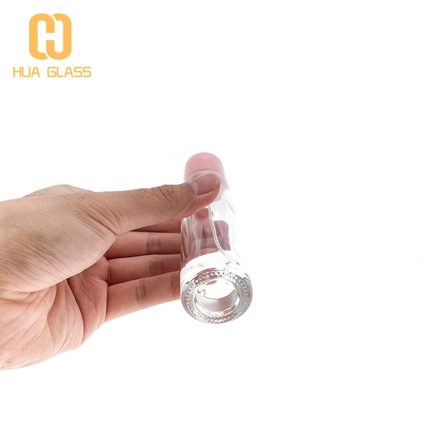 Frasco de perfume cilíndrico de 30 ml con tapa de mármol gris rosa